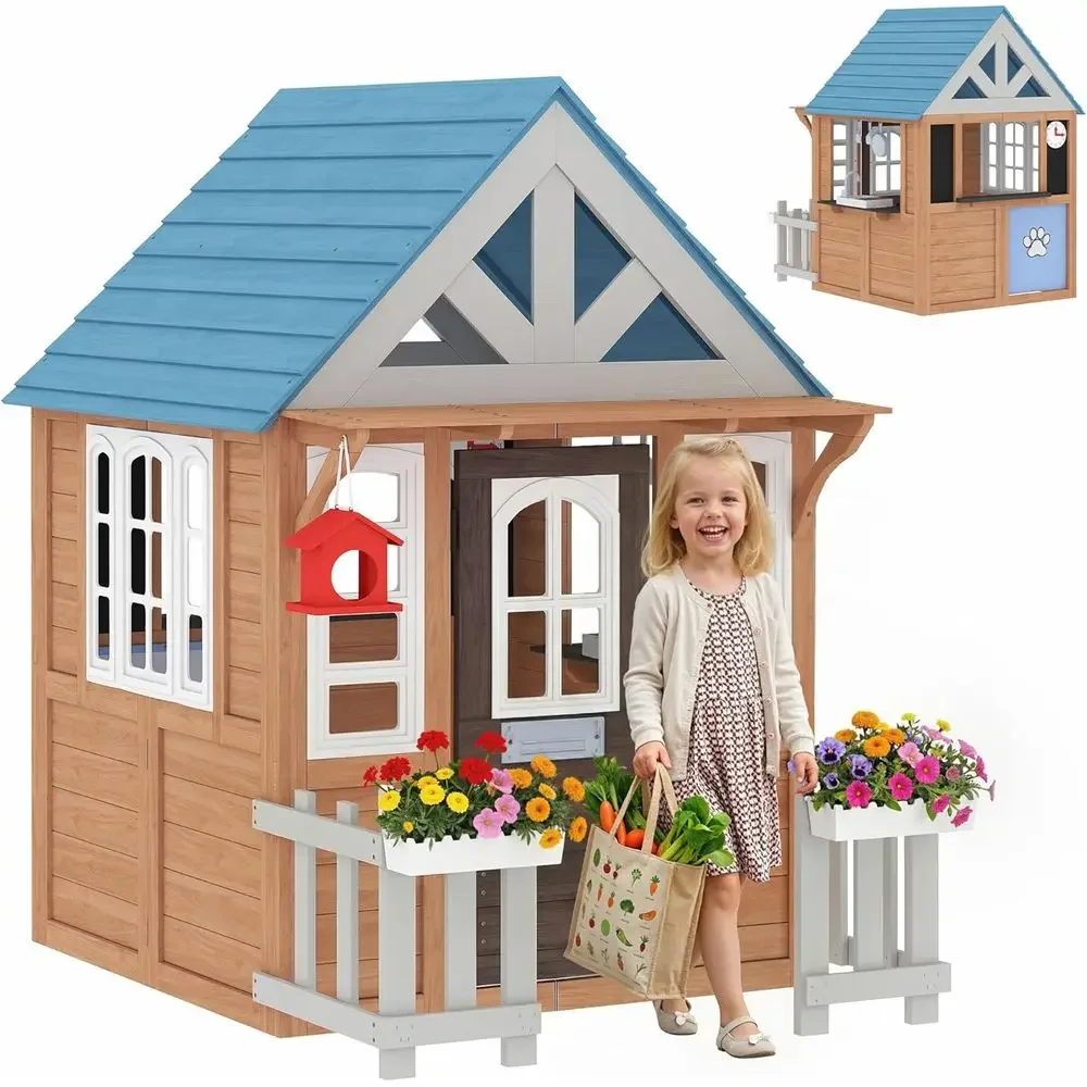 Qaba Kids Outdoor Playhouse - Casetta da gioco per esterni Qaba