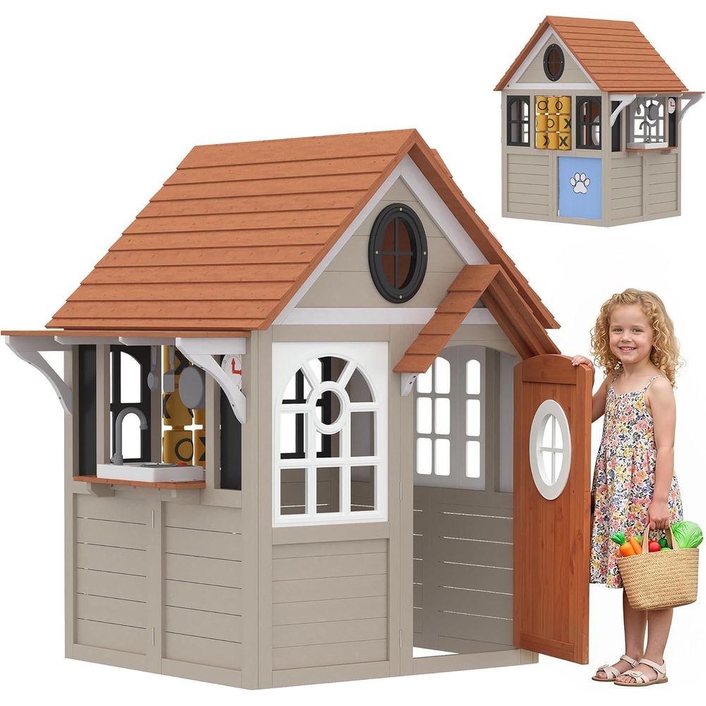 Qaba Kids Outdoor Playhouse - Casetta da gioco per esterni Qaba