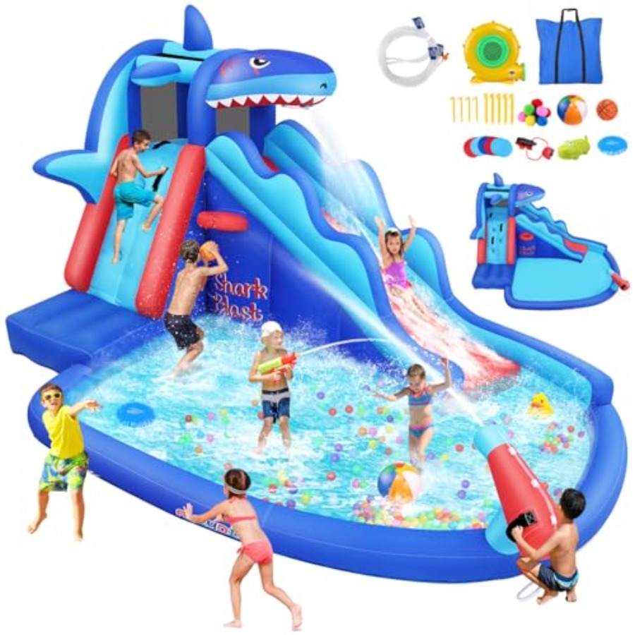 Kids Outdoor House With Slide - Scivolo acquatico gonfiabile da esterno/interno per