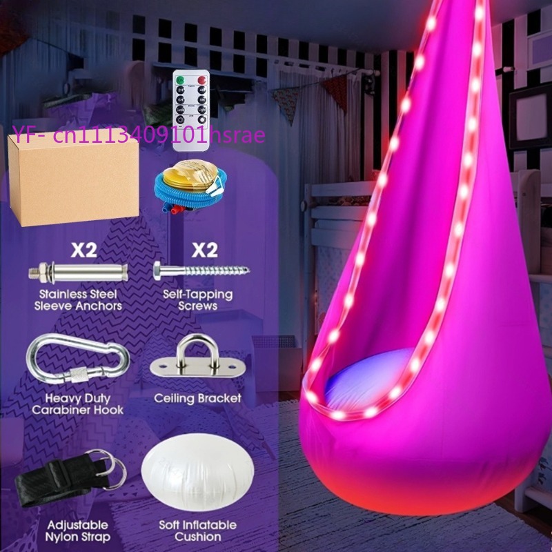 Kids Outdoor Hammock Swing - Amaca Gonfiabile Luminosa a LED, Sedia