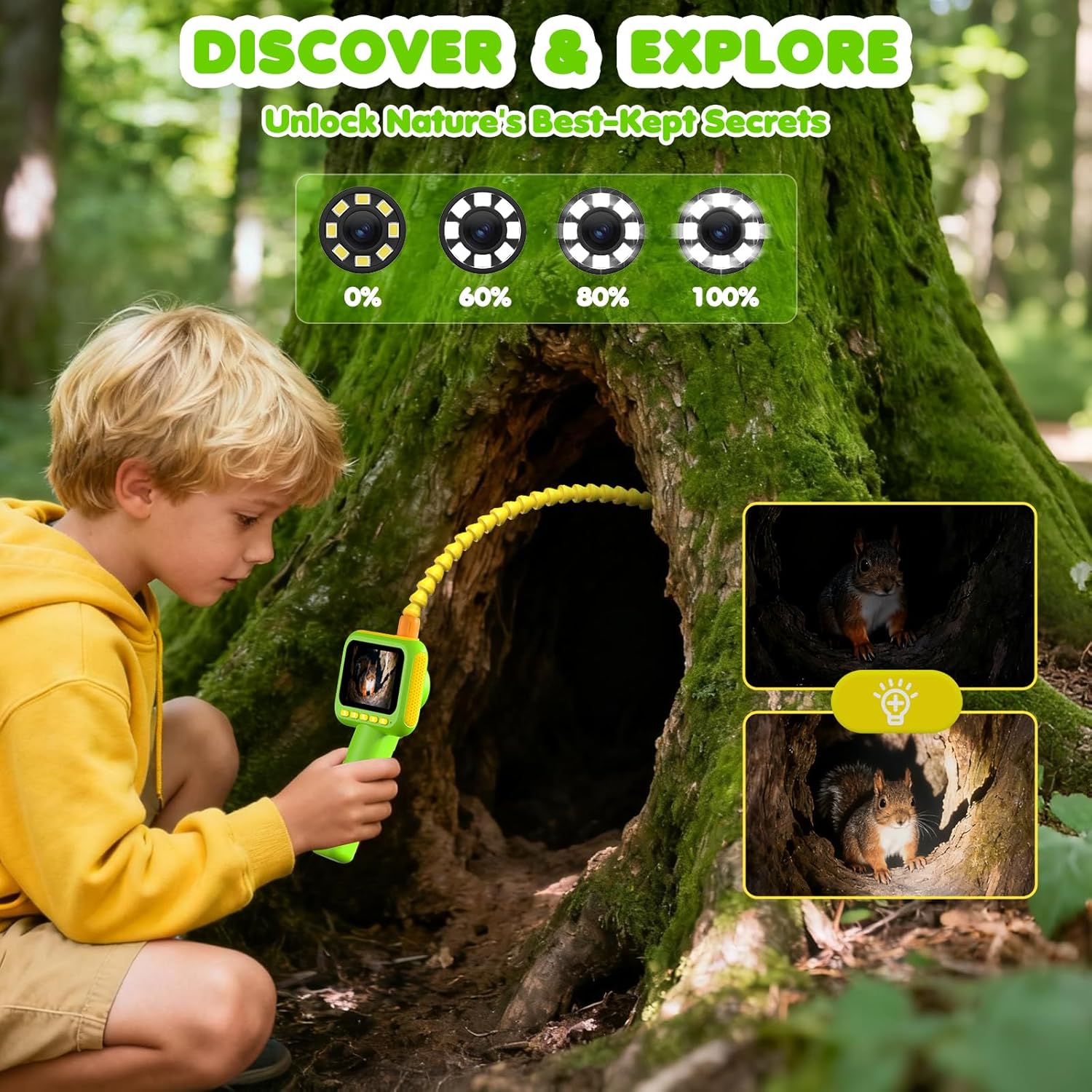 Kids Outdoor Lights - Endoscopio per Bambini, Telecamera a Serpente