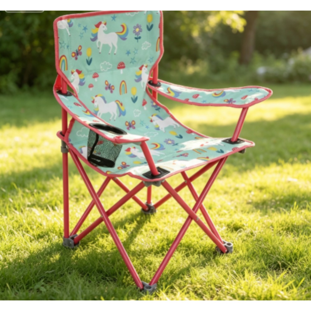 Kids Unicorn Outdoor Chair - Sedia da Campeggio Pieghevole Portatile per
