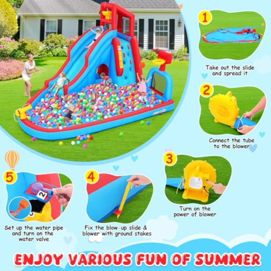 Scivolo acquatico gonfiabile d - Kids Outdoor House With Slide recensione e prezzo