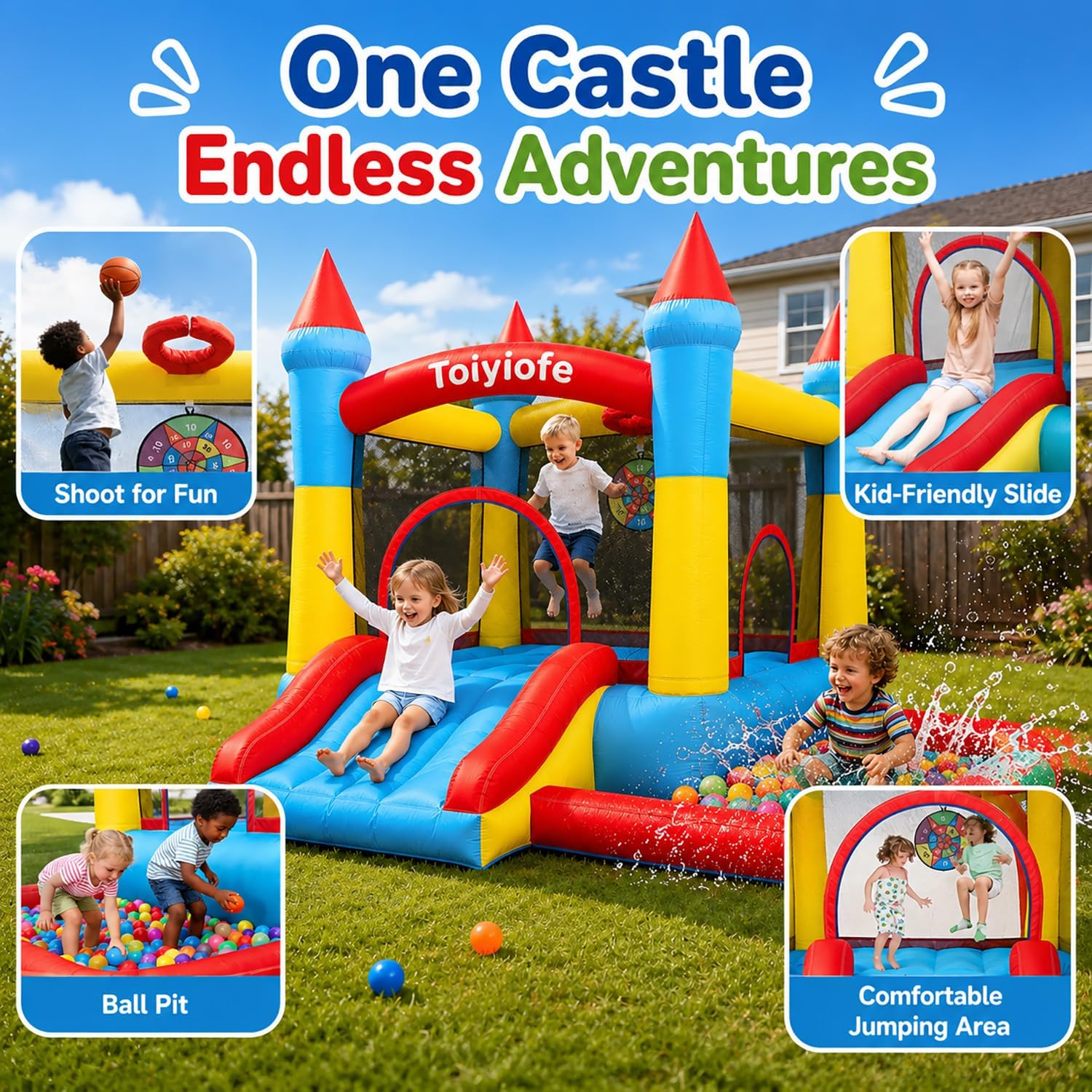 Castello Gonfiabile per Bambin - Kids Outdoor House With Slide recensione e prezzo