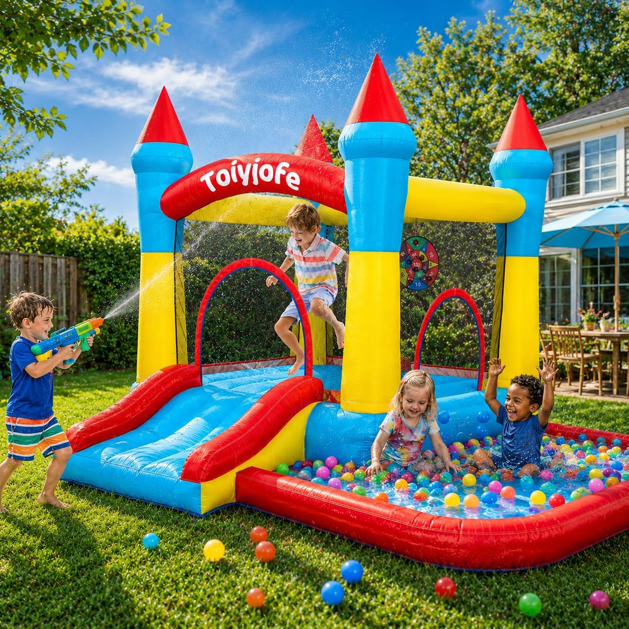 Castello Gonfiabile per Bambin - Kids Outdoor House With Slide recensione e prezzo