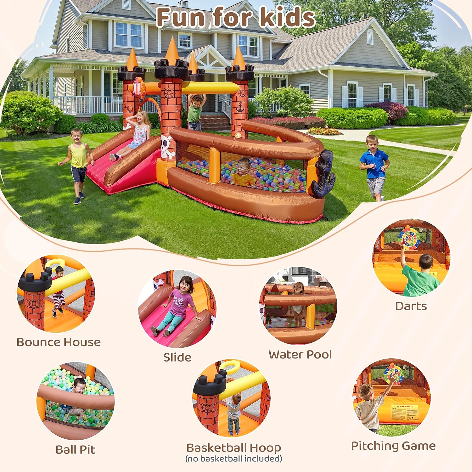 Castello Gonfiabile per Bambin - Kids Outdoor House With Slide recensione e prezzo