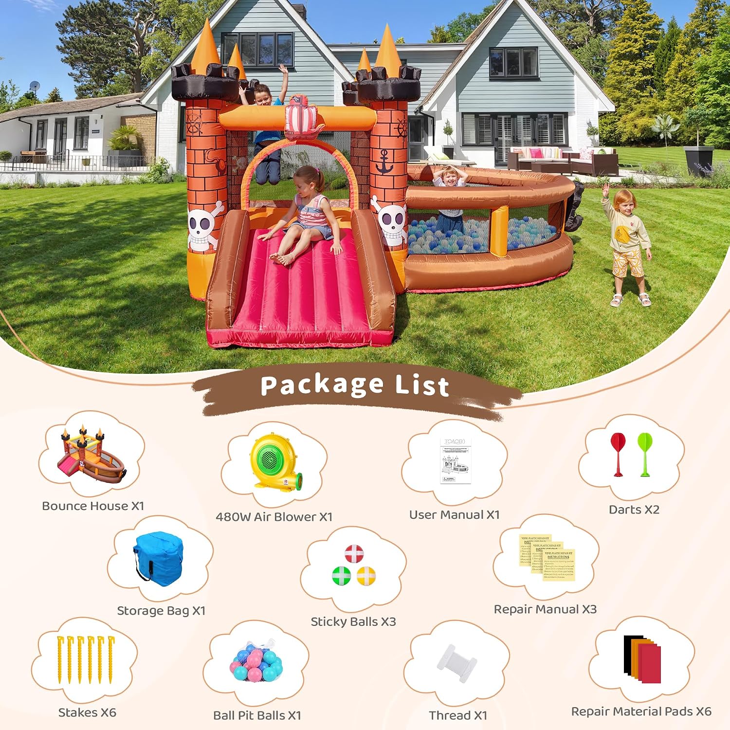Castello Gonfiabile per Bambin - Kids Outdoor House With Slide recensione e prezzo