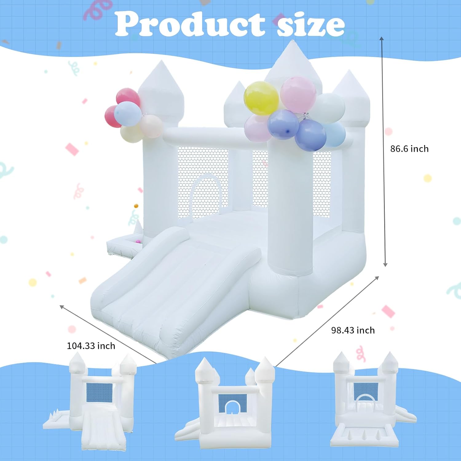 Castello Gonfiabile Bianco, pe - Kids Outdoor House With Slide recensione e prezzo