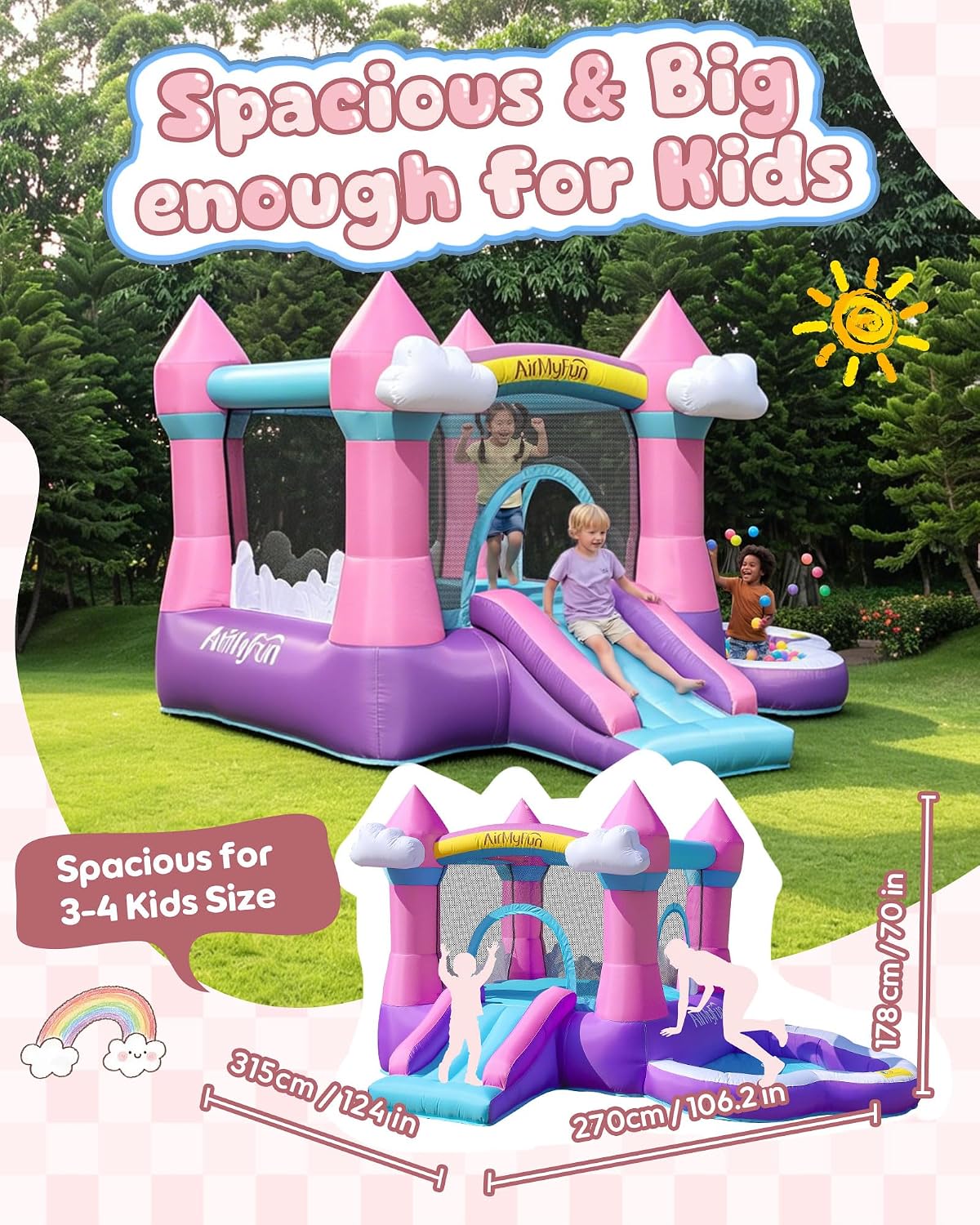 Castello Gonfiabile Rosa per B - Kids Outdoor House With Slide recensione e prezzo