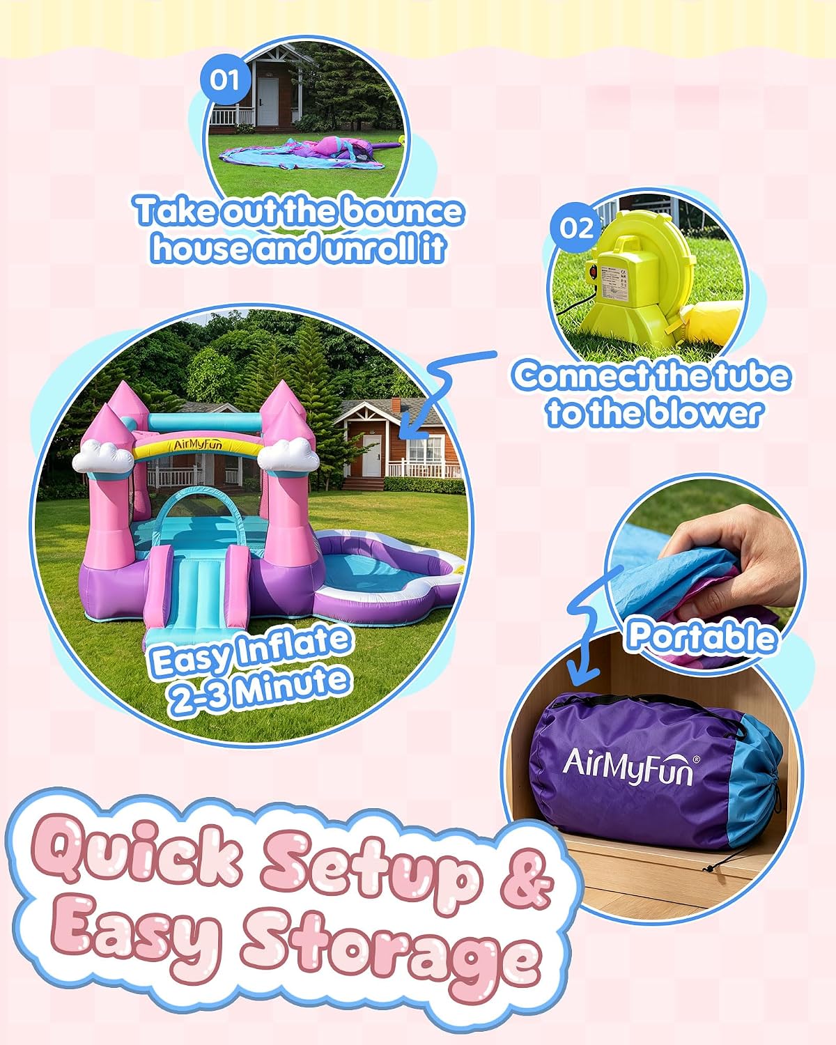 Castello Gonfiabile Rosa per B - Kids Outdoor House With Slide recensione e prezzo