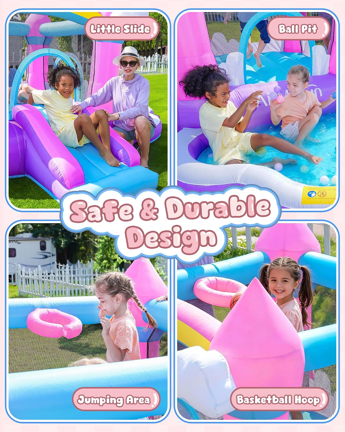 Castello Gonfiabile Rosa per B - Kids Outdoor House With Slide recensione e prezzo