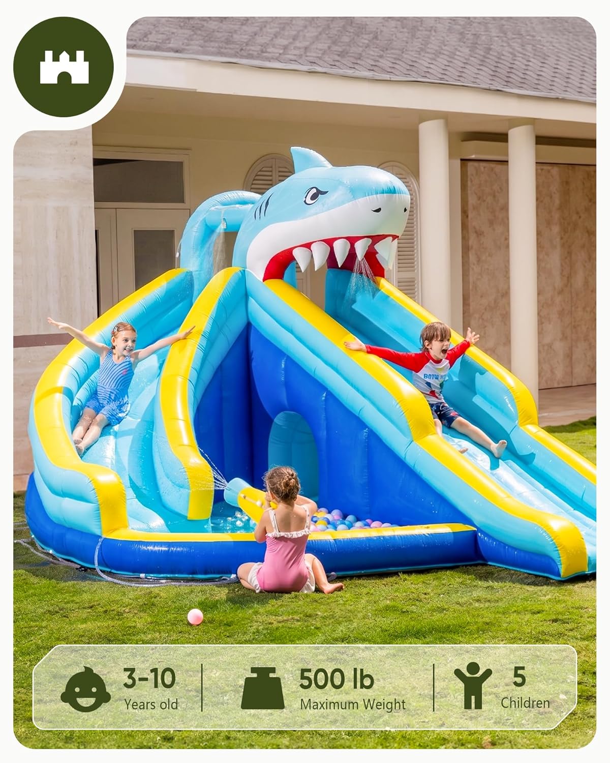 Scivolo d'Acqua Gonfiabile per - Kids Outdoor House With Slide recensione e prezzo