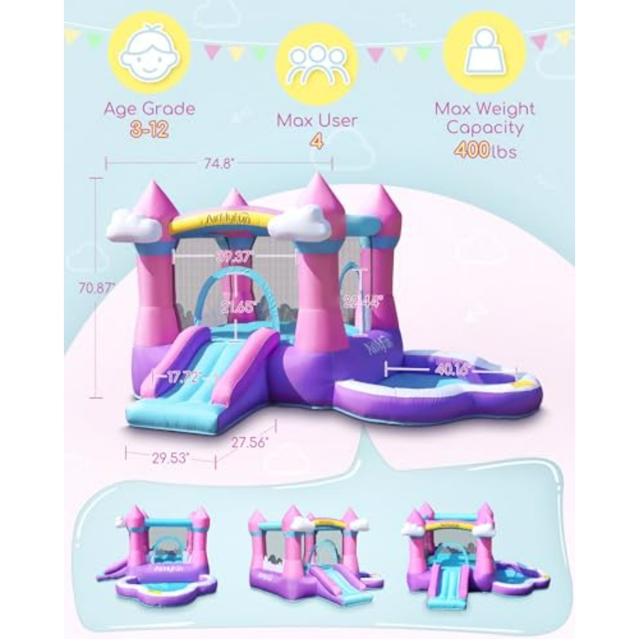 Castello gonfiabile rosa per b - Kids Outdoor House With Slide recensione e prezzo