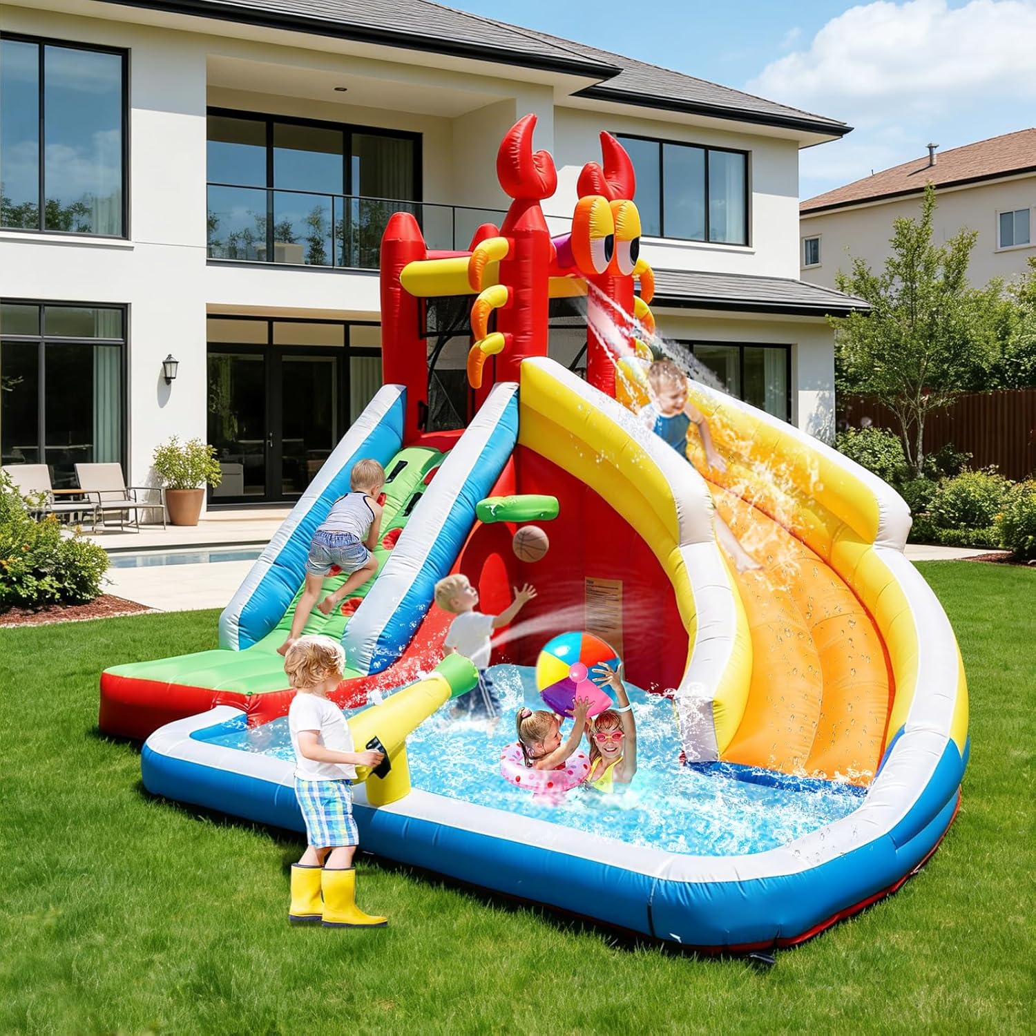 Grande Castello Gonfiabile con - Kids Outdoor House With Slide recensione e prezzo