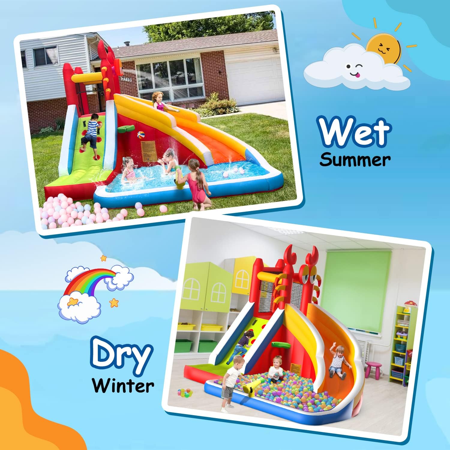 Grande Castello Gonfiabile con - Kids Outdoor House With Slide recensione e prezzo