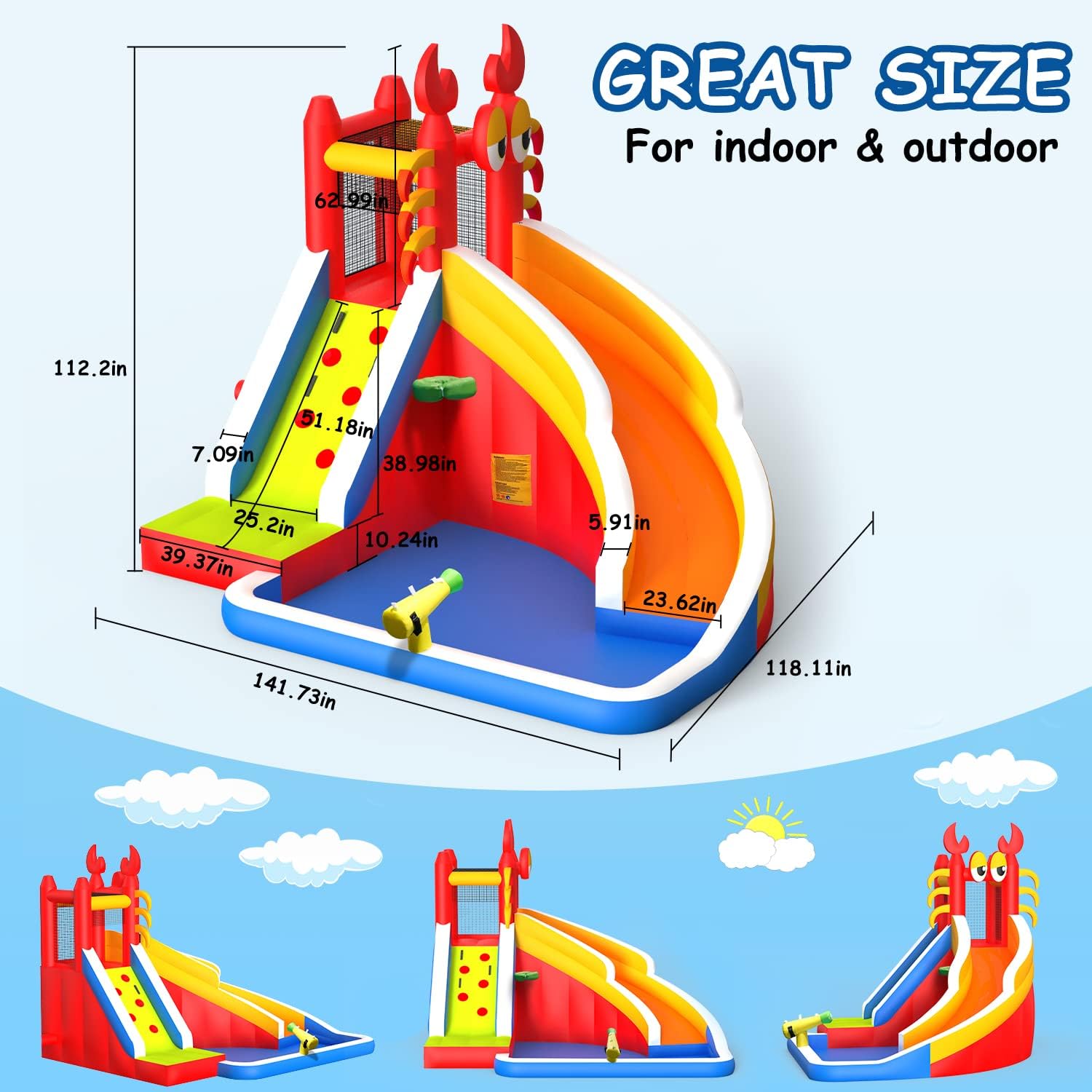 Grande Castello Gonfiabile con - Kids Outdoor House With Slide recensione e prezzo